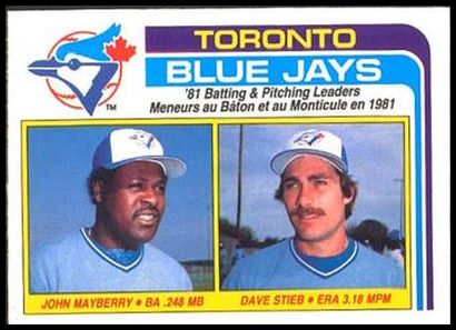 53 Blue Jays Team Leaders - John Mayberry Dave Stieb TL, CL
